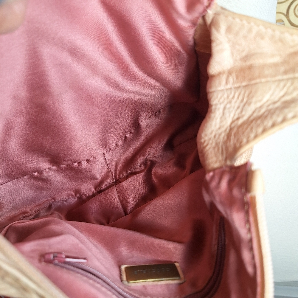 Coccinelle Shoulder Bag Purse Metallic Rose Gold Genuine Leather Boho Coquette - Picture 6 of 10